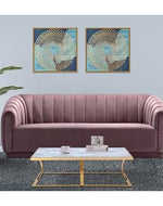 Modern Luxurious 3 Seater Sofa Set with Back Support and armrest for Living Room, Guest Room, Hotels & Office, Pink, (95D x 225W x 82H CM)