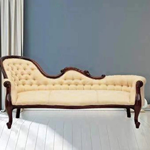 Céleste Wooden Couch for Home & Office Chaise Lounge Settee ( Beige )
