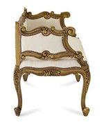 Bloomart Engrave Hand Carved Teak Wood 2 Seater Bench for Living Room ( Ivory )