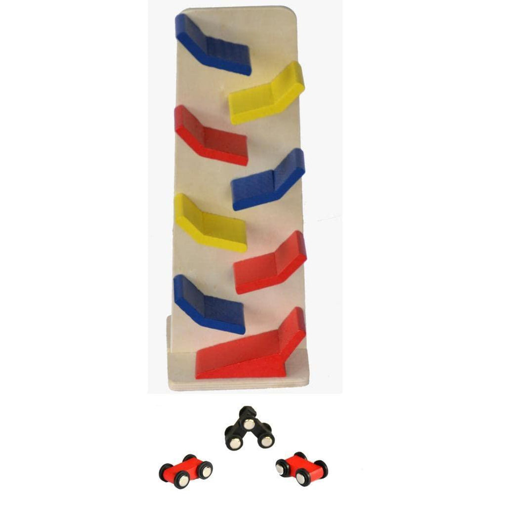 Wooden Car Track Set for Kids Slippery Cars Gravity Track Set - Bloomart