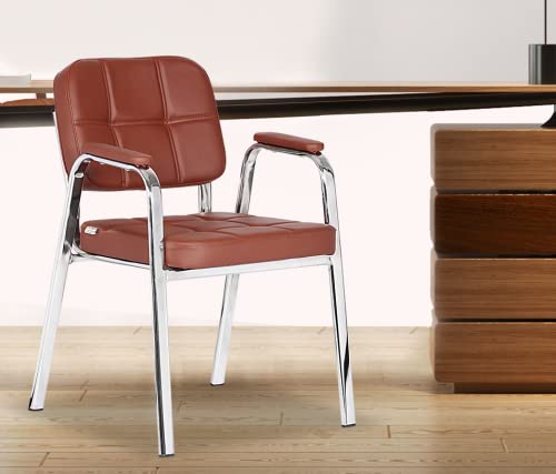 Da URBAN® Weston Leatherette | Heavy Duty Metal Frame| Visitor/Study/Office Chair with Arms (Tan)