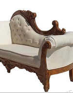 Hand Carving Coucha | Beautiful Hand Carving Upholstered Covered Chaise Lounger | Wood Carving Coucha | Wood 3 Seater Sofa Coucha/diwan for Living Room Furniture