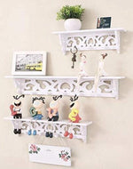 Wooden Decorative & Designer Floating Wall Shelf Set of 3 (White) - WoodenTwist