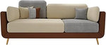 Bloomart Modern Velvet Sofa Set for Living Room | Sofa with Cushion Back & Wooden Legs | Contemporary Sofa Couch Set (Beige & Green, 2 Seater)