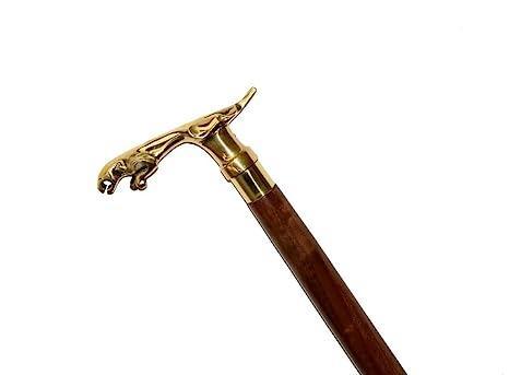 Antique Brass Design Head Handle Vintage Style Wooden Walking Cane Stick - Bloomart
