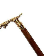 Antique Brass Design Head Handle Vintage Style Wooden Walking Cane Stick - Bloomart