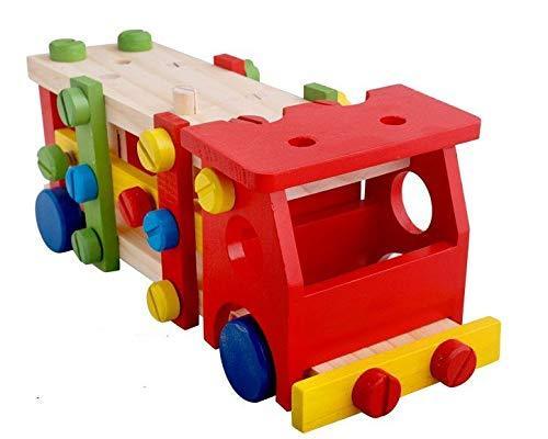 Wooden Assembling Car Puzzle with Hammer, Screw Driver, Wooden and Ball Toy Mechanic Set