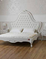 Super King Size Teak Wood Bed Hand Carved with Cushioned Design - WoodenTwist