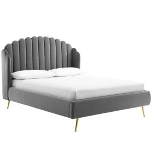 Bloomart Dana Wingback Velvet Upholstery Bed Elegant Rectangular Design