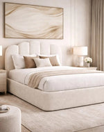 Bloomart Cloudora Luxury Full Upholstered Bouclé Storage Bed With Hydraulic Lift Modern Designer Bed With Deep Storage