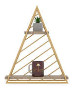 Metallic Twist 2 Tier  Triangle Wooden Storage Wall Shelf (Golden )
