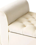Bloomart Zamansız Button Tufted Design Premium Wood 2 Seater Storage Bench (Ivory)
