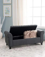 Bloomart Zamansız Button Tufted Design Premium Wood 2 Seater Storage Bench (Dark Grey)