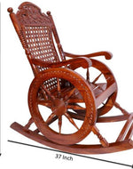 Brand Premium Sheesham Handcrafted Wooden Rocking Chair Heavy | Wooden armrest Chair with Back Support for Living Room and Dining Room (100% Pure Sheesham Wood)