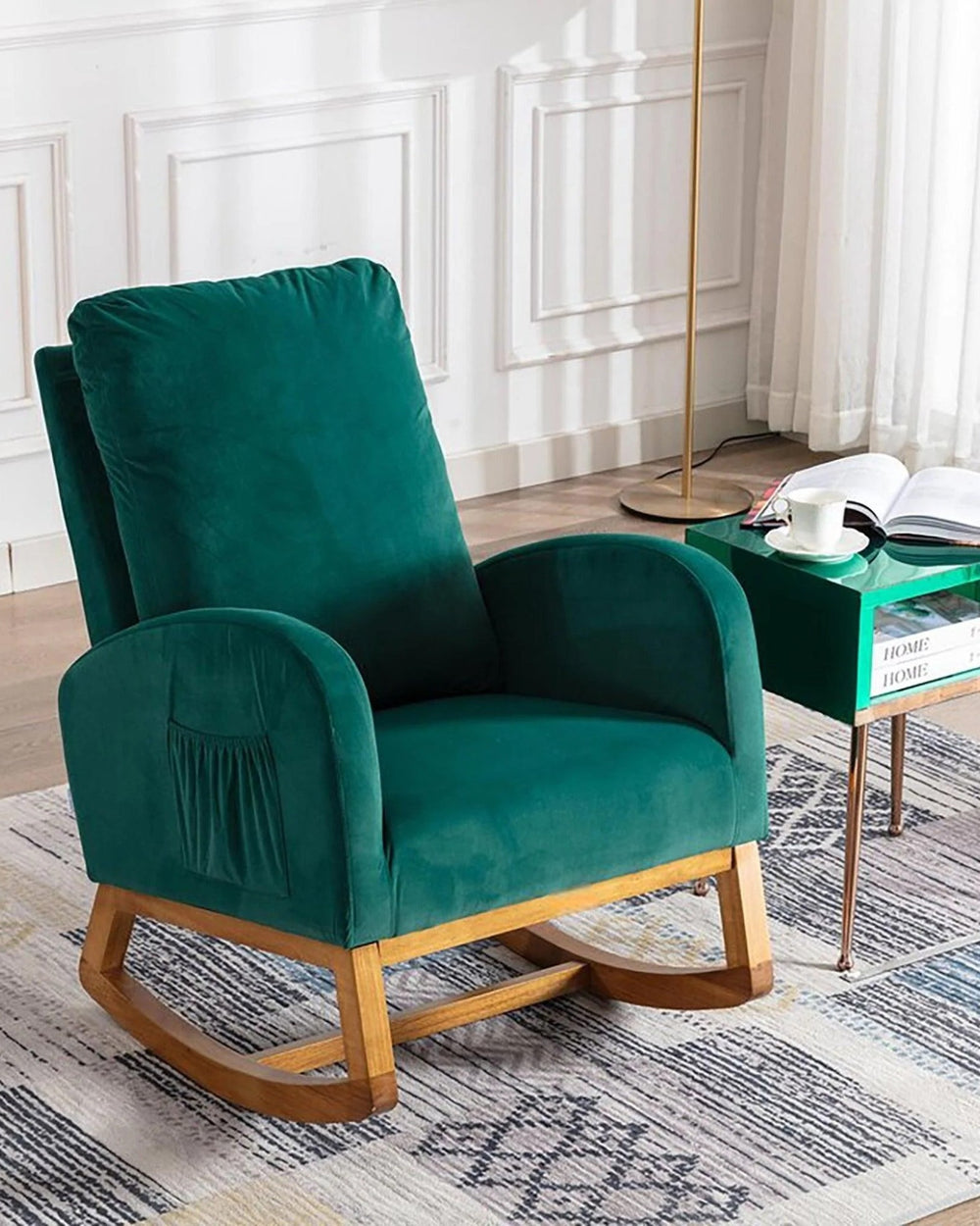 Wooden Glider Rocking Chair (Green)