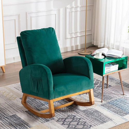 Wooden Glider Rocking Chair (Green)