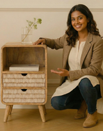 Bloomart Solivne Handmade Stylish Bedside Table with 2 Spacious Storage Drawers for Bedroom & Living Room