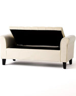 Bloomart Zamansız Button Tufted Design Premium Wood 2 Seater Storage Bench (Ivory)