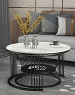 Bloomart Stylish Look Round Wrought Iron Coffee Table Set of 2