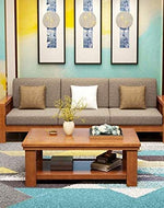Wooden Sofa Set 5 Seater for Living Room | Sheesham Wood 5 Seater Sofa Set for Home & Office | Solid Wood Sofa Set 5 Seater, Brown Teak Finish