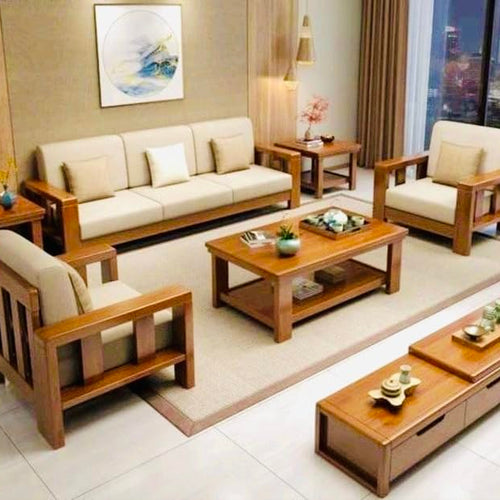 Torque U Shaped 12 Seater Sofa Set for Living Room - Beige & Brown