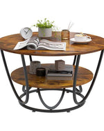 Bloomart Round Coffee Table with Marble Top Like Finish Stylish 2-Tier Design