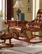 Wooden Royal Carved Rocking Chair With foot Rest