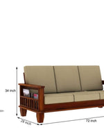 Sheesham Wood 5 Seater Sofa Set for Living Room - Teak Finish