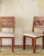 Comfort Seating Cushioned Dining Chair (Teak Finish, Set of 2) - WoodenTwist