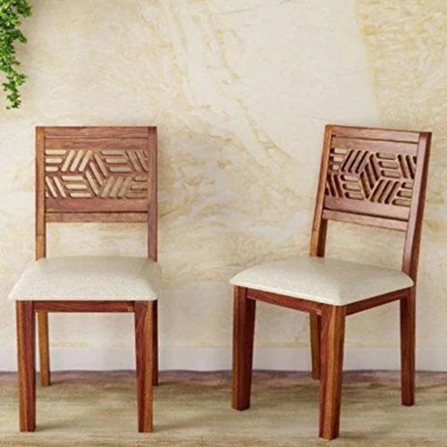 Comfort Seating Cushioned Dining Chair (Teak Finish, Set of 2) - WoodenTwist