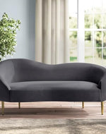 Modern Velvet Curved 2 Seater Sofa - Grey