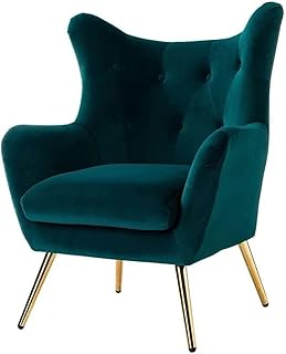 Bloomart Wingback Tufted Velvet Armchair with Metal Legs | Stylish Single Seater Sofa Chair for Living Room & Bedroom (Tan)