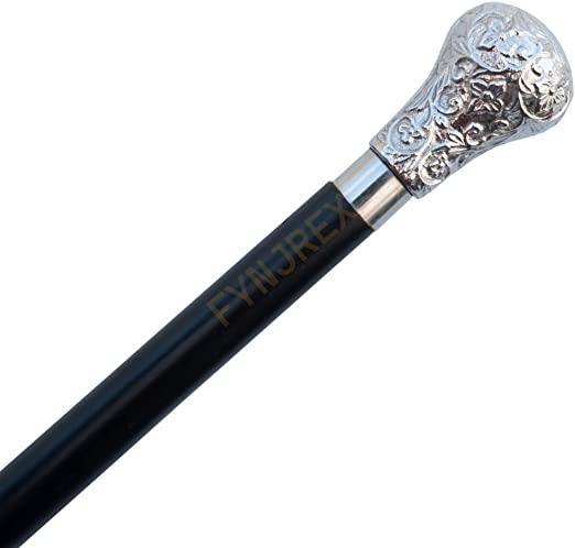 Antique Brass Design Head Handle Vintage Style Wooden Walking Cane Stick - Bloomart