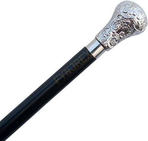 Antique Brass Design Head Handle Vintage Style Wooden Walking Cane Stick - Bloomart
