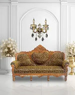 Solid Sheesham Wooden handcarved Sofa Set with Cushion | 3 Seater Sofa for Living Room, Hall, | Dark Grey | 72 X 27 X 46 inches