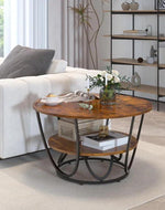 Bloomart Round Coffee Table with Marble Top Like Finish Stylish 2-Tier Design