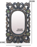 Wooden Antique Oval Shaped Mirror with Key Holder