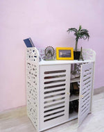 Wooden Double Door Shoe Rack