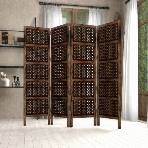 Premium Elegant Solid Wood Room Divider/Separator/Wooden Partition 4 Panels