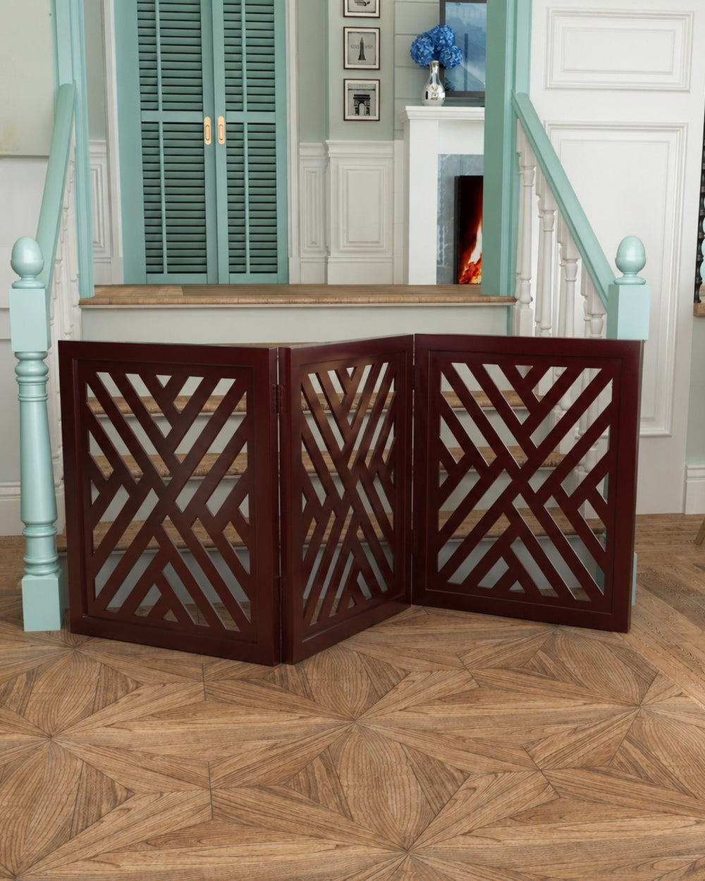 Wooden Portable Safety Pet Fence Gate Partition For Kids (3 Panel)