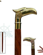Antique Brass Design Head Handle Vintage Style Wooden Walking Cane Stick - Bloomart