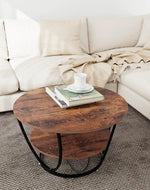 Bloomart Round Coffee Table with Marble Top Like Finish Stylish 2-Tier Design