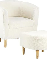 Bloomart Modern Tub Chair with Ottoman | Single Seater Armchair for Living Room & Bedroom | Cushioned Club Chair (Beige, Set of 1)