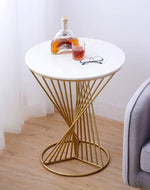 Bloomart Abstract Rays Style Wrought Iron Round End Table ( Golden )