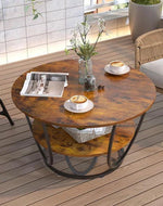 Bloomart Round Coffee Table with Marble Top Like Finish Stylish 2-Tier Design