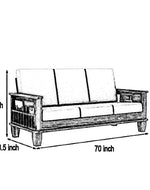 Solid Sheesham Wood 5 Seater Sofa Set | Living Room Wooden Sofa Set 3+1+1With Cushions - Natural Brown Finish