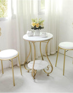 Aurora Circular Iron Side Table - Glossy Golden Modern Design, Space-Saving Elegance