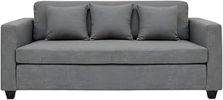 Bloomart Modern 3 Seater Sofa with Cushioned Backrest | 3-Person Sofa Couch for Living Room & Home Decor (Dark Grey)