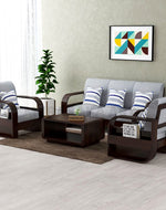 Sheesham Wood 5 Seater Sofa Set for Living Room - Walnut
