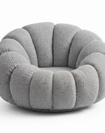 Bloomart Modern Round Pumpkin Design Accent Lounge Chair with Ottoman | Cozy Single Seater Sofa for Living Room & Home (Blue)